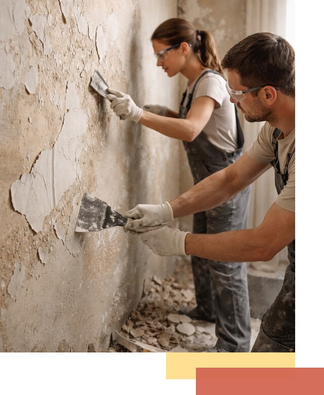 Снятие старой шпаклевки и подготовка поверхностей в Осинниках