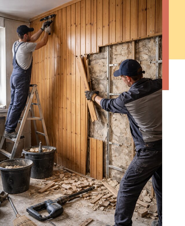 Демонтаж вагонки со стен в Осинниках от 1486 руб. — снятие, удаление, срочно | ОТДЕЛОЧНИК-Снн