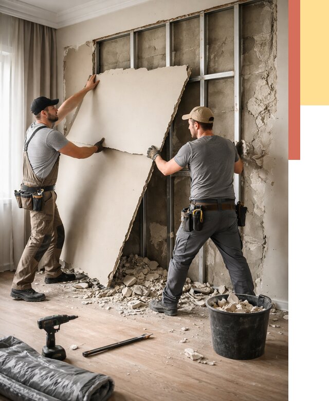 Демонтаж гипсокартона со стен в Осинниках от 359 руб. — услуги демонтажа | ОТДЕЛОЧНИК-Снн