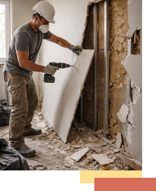 Демонтаж гипсокартона со стен в Осинниках качественно и быстро