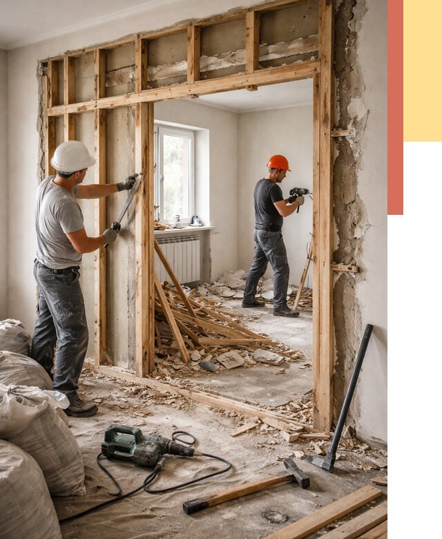 Демонтаж деревянных перегородок в Осинниках от 3280 руб. — быстро и недорого | ОТДЕЛОЧНИК-Снн