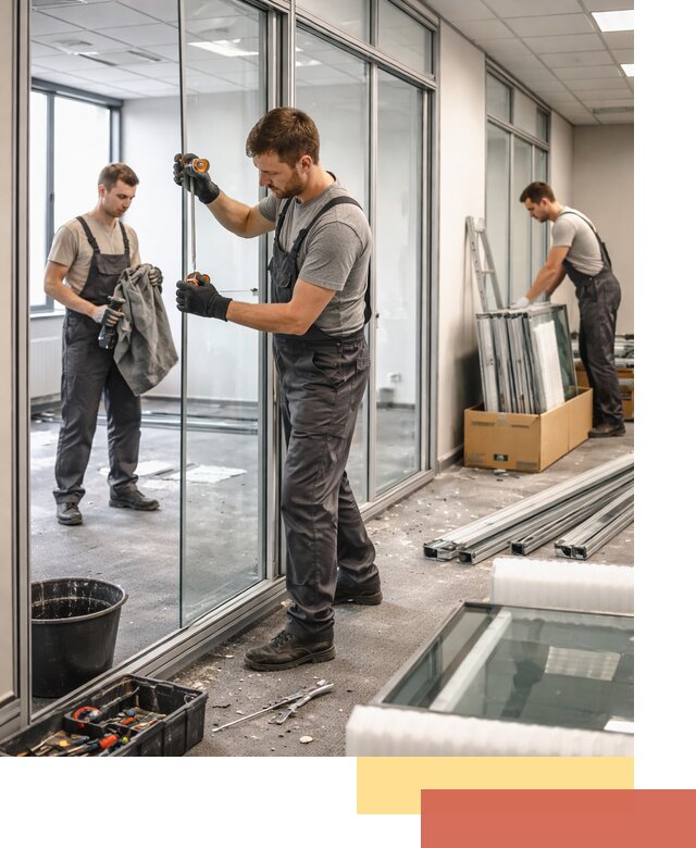 Демонтаж стеклянных перегородок в Осинниках быстро и безопасно