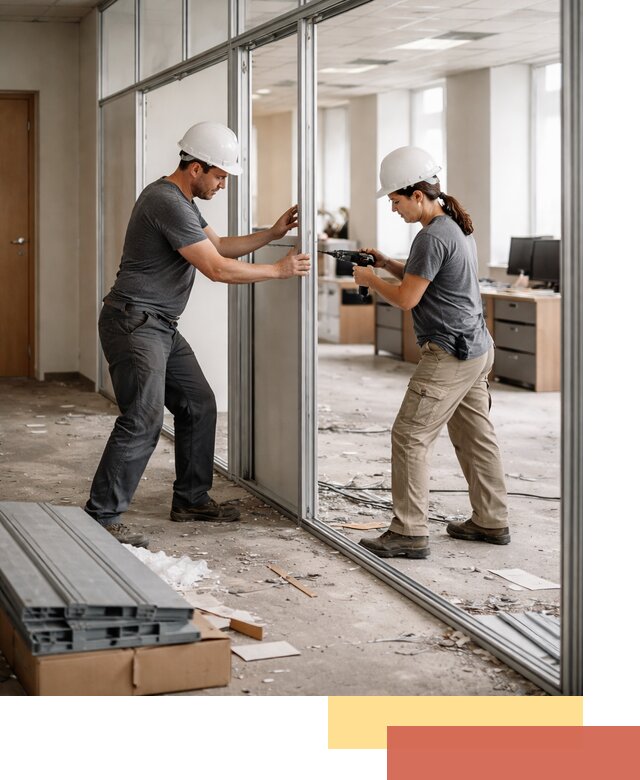 Демонтаж алюминиевых перегородок в Осинниках быстро и аккуратно