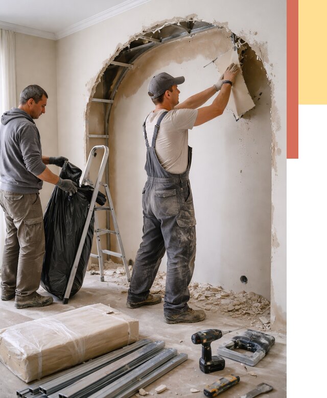 Демонтаж арки из гипсокартона в Осинниках от 3588 руб. — услуги под ключ | ОТДЕЛОЧНИК-Снн