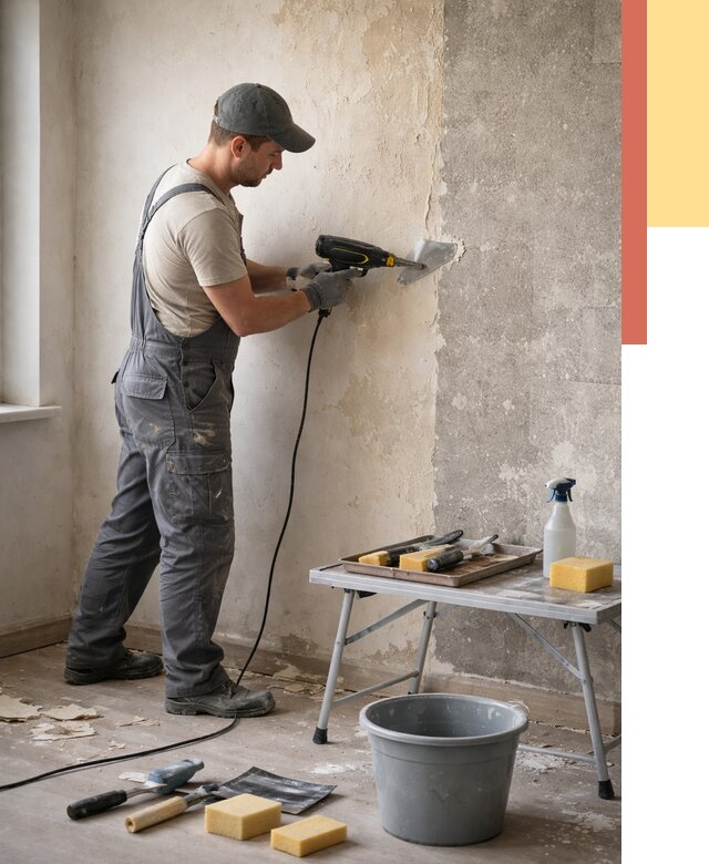 Очистка стен от клея в Осинниках от 1896 руб. — снятие и удаление клея со стен | ОТДЕЛОЧНИК-Снн