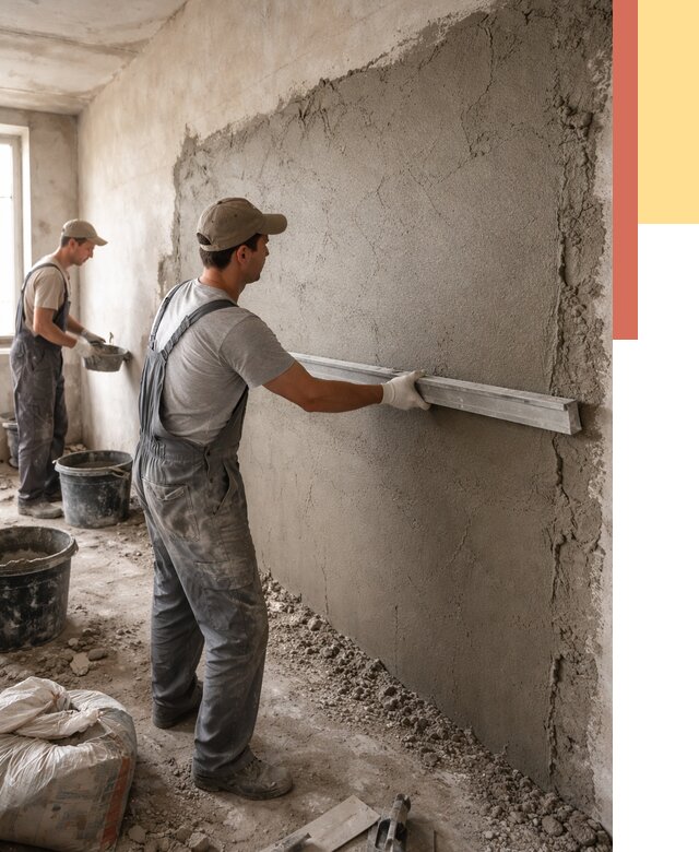 Цементная штукатурка стен в Осинниках от 4613 руб/м2 — быстро и недорого | ОТДЕЛОЧНИК-Снн