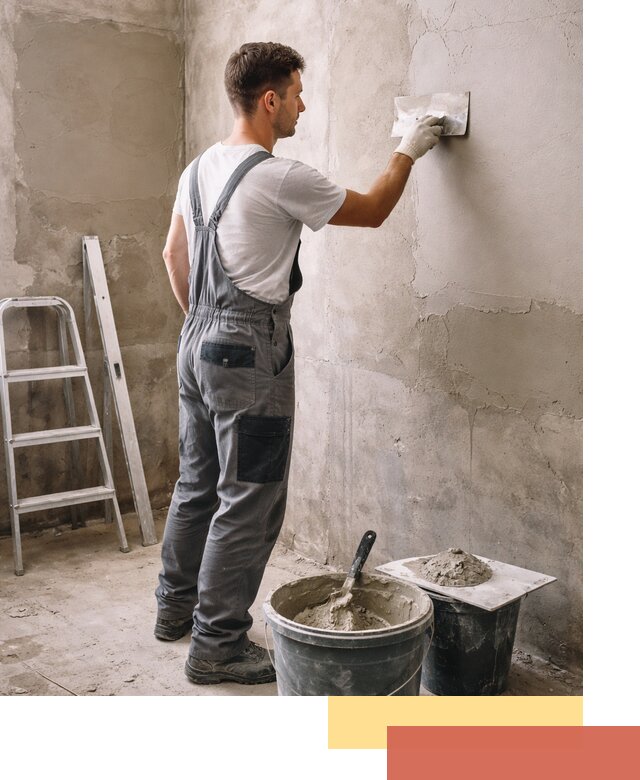 Штукатурка стен в ванной под ключ в Осинниках