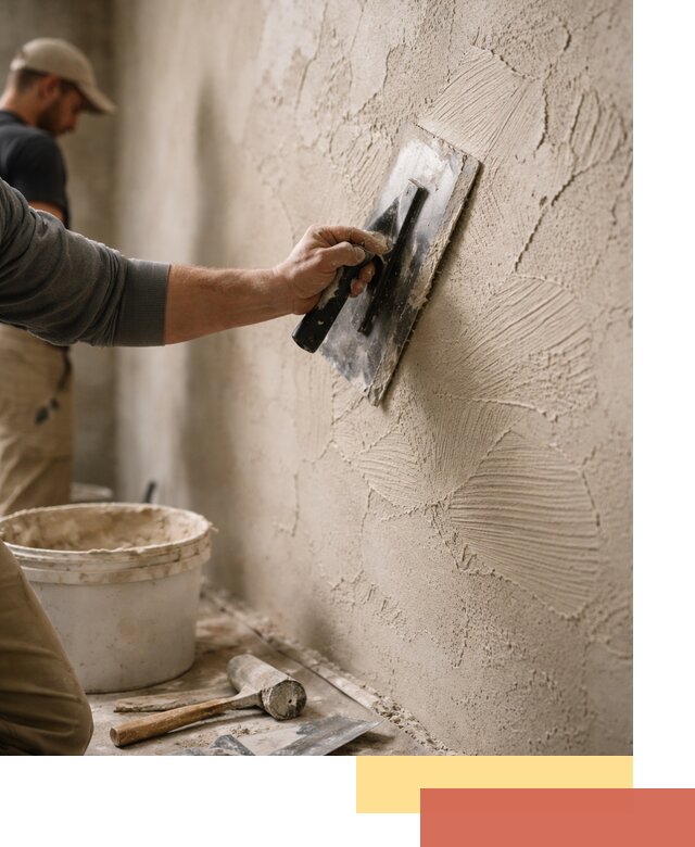 Фактурная штукатурка стен в Осинниках — монтаж, отделка, реставрация