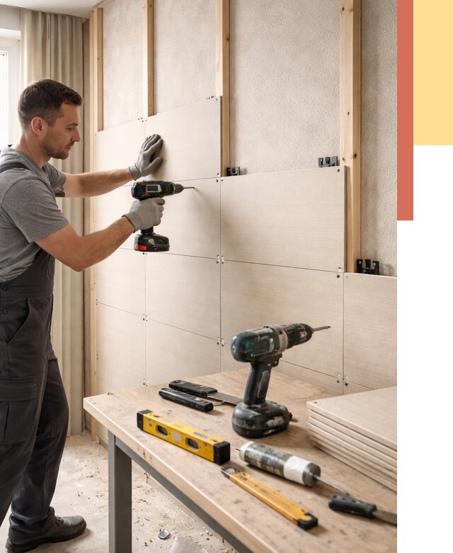 Монтаж МДФ панелей на стены в Осинниках от 1281 руб. под ключ | ОТДЕЛОЧНИК-Снн