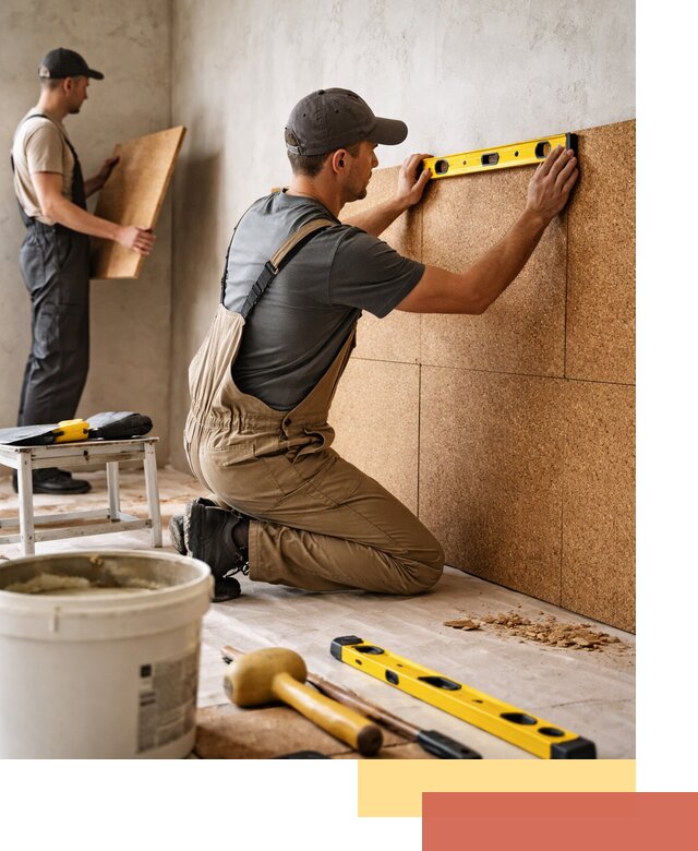 Монтаж пробковых панелей на стены в Осинниках быстро и качественно