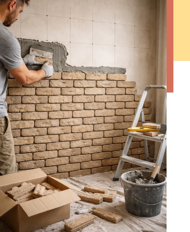 Монтаж декоративного кирпича в Осинниках от 3280 руб./м² — быстро и недорого | ОТДЕЛОЧНИК-Снн