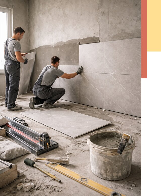 Облицовка стен керамогранитом в Осинниках от 4305 руб./м² — услуги под ключ | ОТДЕЛОЧНИК-Снн