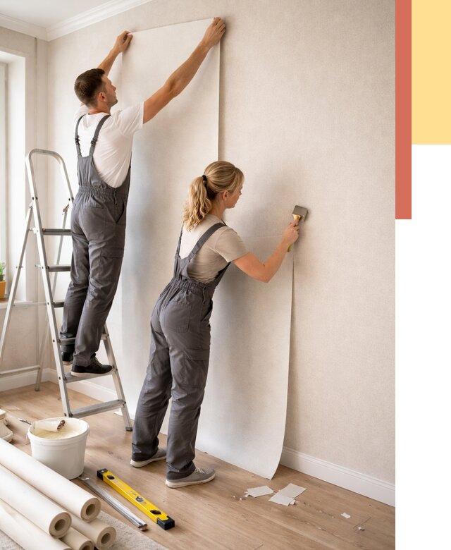 Поклейка флизелиновых обоев в Осинниках от 6151 руб. | Быстро и недорого — ОТДЕЛОЧНИК-Снн