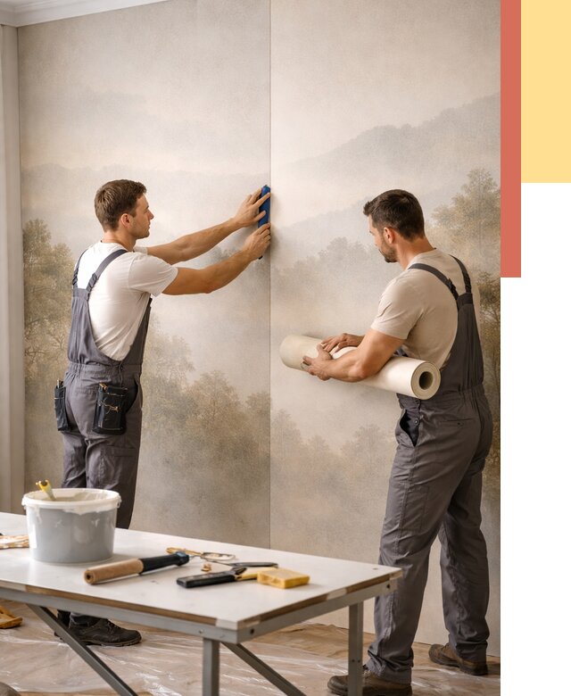 Поклейка фотообоев в Осинниках от 8713 руб/м² — быстро и недорого | ОТДЕЛОЧНИК-Снн