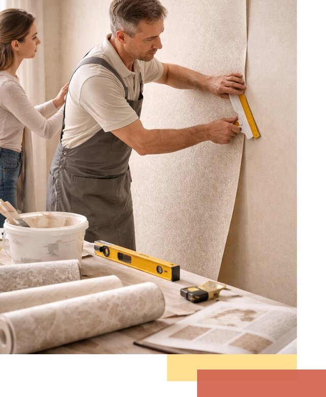 Поклейка обоев с подбором рисунка в Осинниках