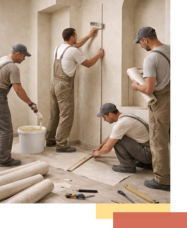 Поклейка обоев на сложные стены и неровные поверхности в Осинниках