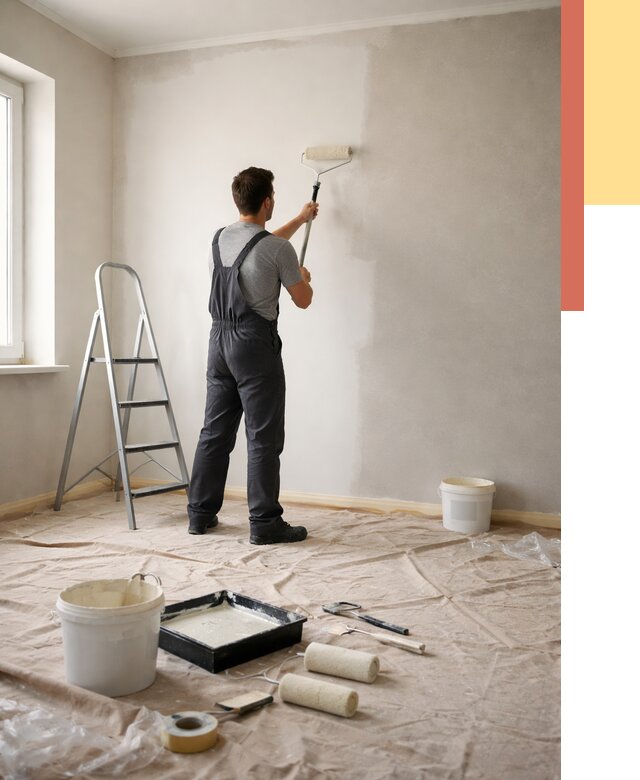 Покраска стен моющейся краской в Осинниках от 359 руб./м² — быстро и недорого | ОТДЕЛОЧНИК-Снн