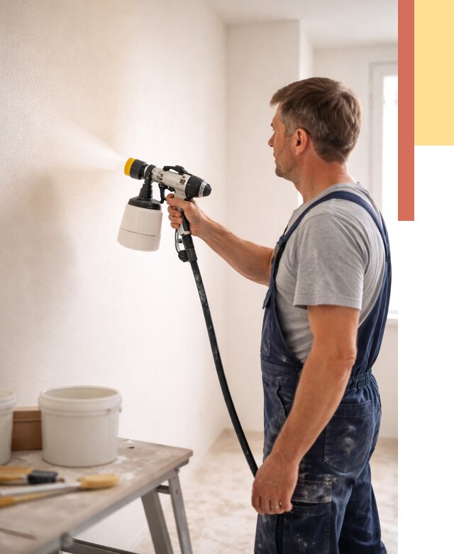 Покраска стен краскопультом в Осинниках от 7688 руб. — механизированная покраска | ОТДЕЛОЧНИК-Снн