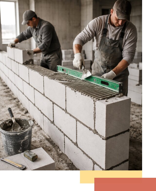 Кладка перегородок из газобетона в Осинниках быстро и качественно