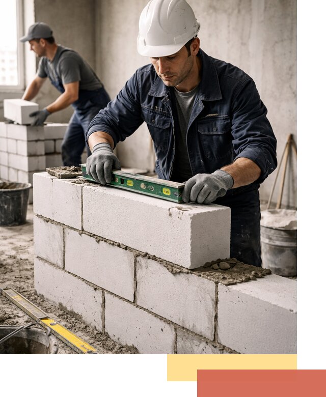 Кладка перегородок из пеноблока под ключ в Осинниках