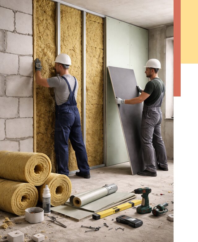 Шумоизоляция перегородок из блоков в Осинниках от 1896 руб./м² — быстро и недорого | ОТДЕЛОЧНИК-Снн