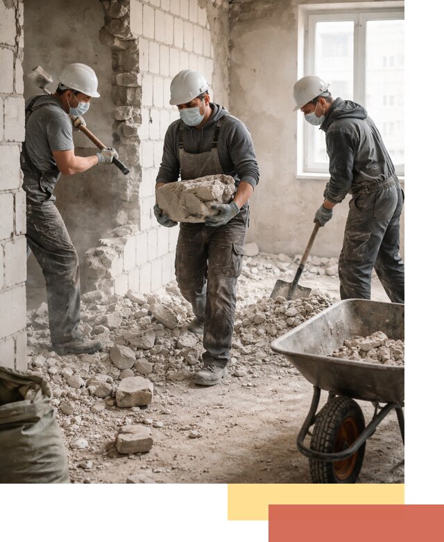 Демонтаж блочных перегородок в Осинниках быстро и аккуратно