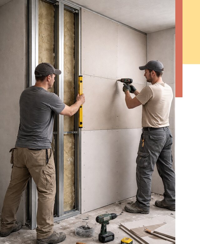 Монтаж двухслойной перегородки из гипсокартона в Осинниках от 1486 руб. | ОТДЕЛОЧНИК-Снн