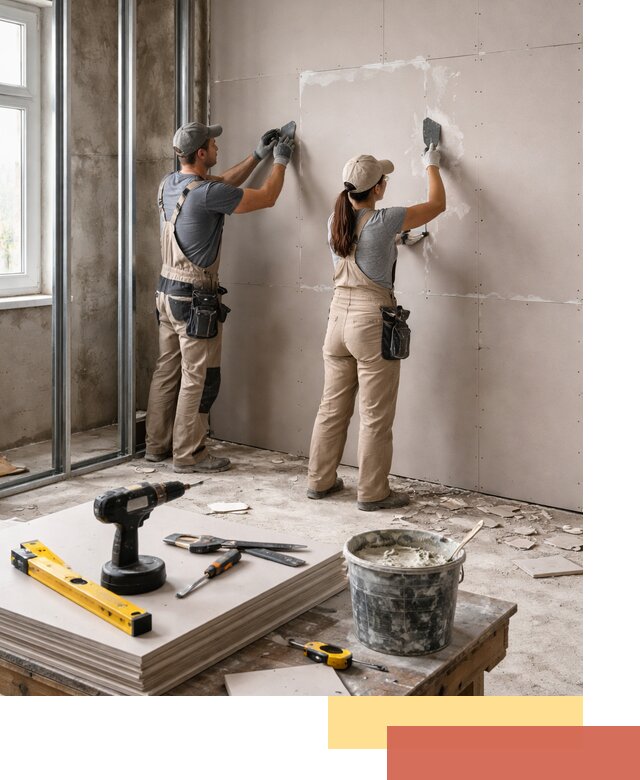 Монтаж двухслойной перегородки из гипсокартона в Осинниках