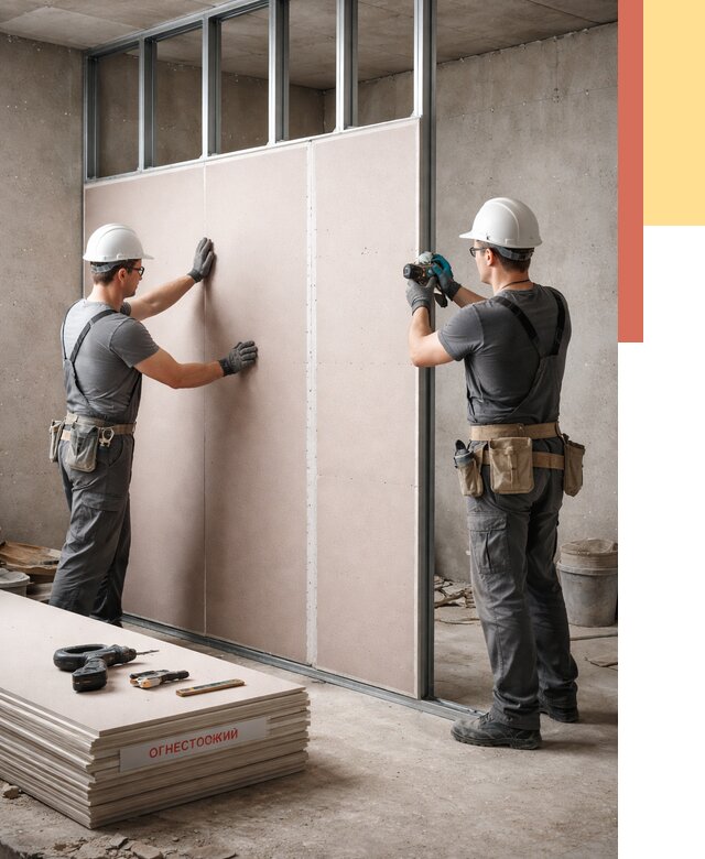 Перегородка из огнестойкого гипсокартона в Осинниках от 1896 руб. под ключ | ОТДЕЛОЧНИК-Снн