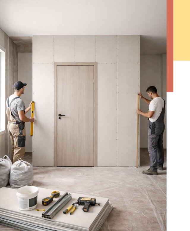 Перегородка из гипсокартона с дверью в Осинниках от 4613 руб. под ключ | ОТДЕЛОЧНИК-Снн