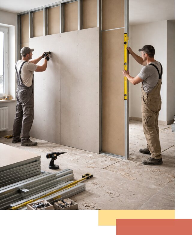 Зонирующая перегородка из гипсокартона под ключ в Осинниках