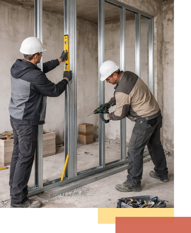 Монтаж каркаса перегородки из профиля в Осинниках