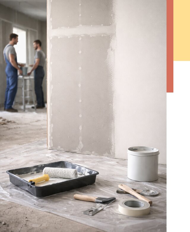 Покраска перегородок из гипсокартона в Осинниках от 4613 руб. под ключ | ОТДЕЛОЧНИК-Снн