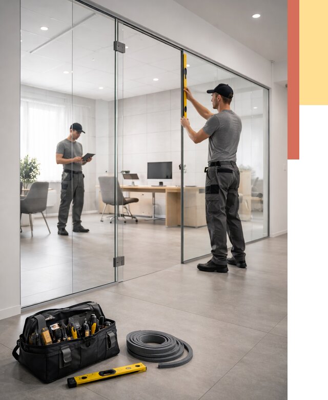 Цельностеклянные перегородки под ключ в Осинниках от 9738 руб. — монтаж и цены | ОТДЕЛОЧНИК-Снн