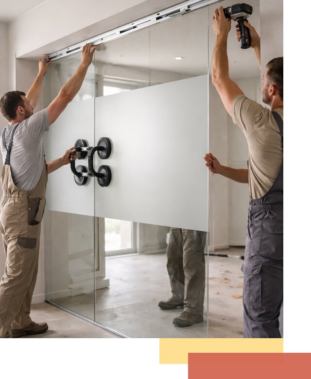 Матовые стеклянные перегородки под ключ в Осинниках