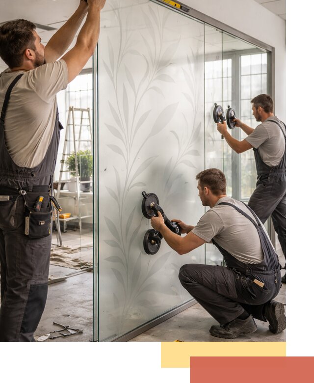 Стеклянные перегородки с рисунком на заказ в Осинниках