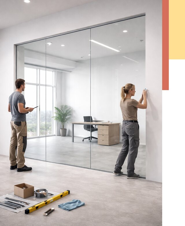 Перегородки из закаленного стекла в Осинниках от 9738 руб. под ключ | ОТДЕЛОЧНИК-Снн