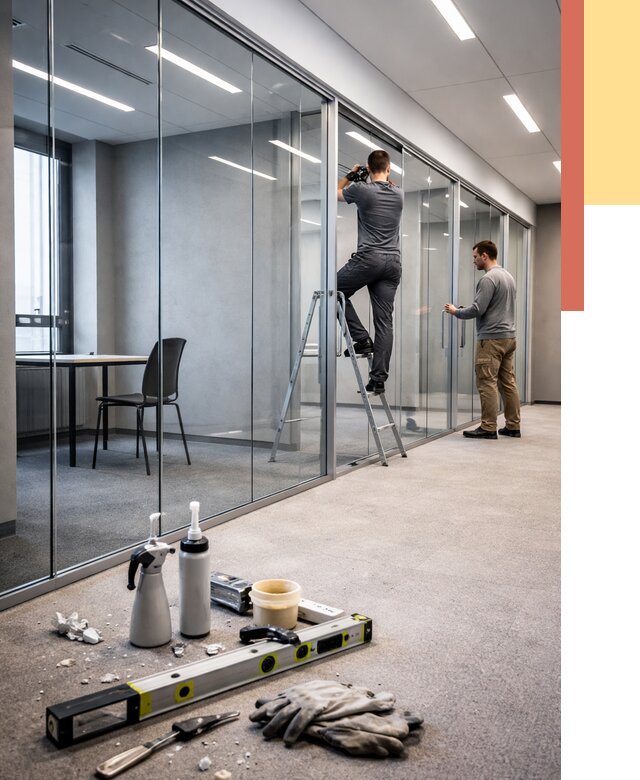 Стеклянные офисные перегородки в Осинниках от 8713 руб. — монтаж и установка | ОТДЕЛОЧНИК-Снн