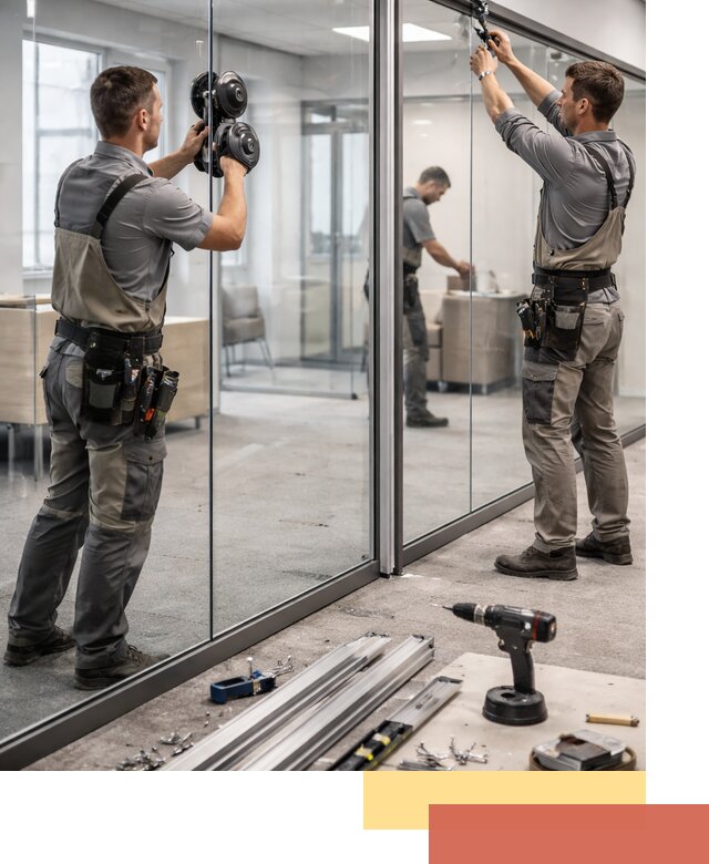 Стеклянные офисные перегородки под ключ в Осинниках