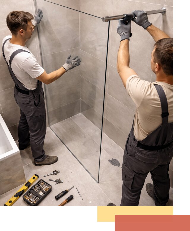 Стеклянные перегородки для душа в Осинниках — изготовление и монтаж