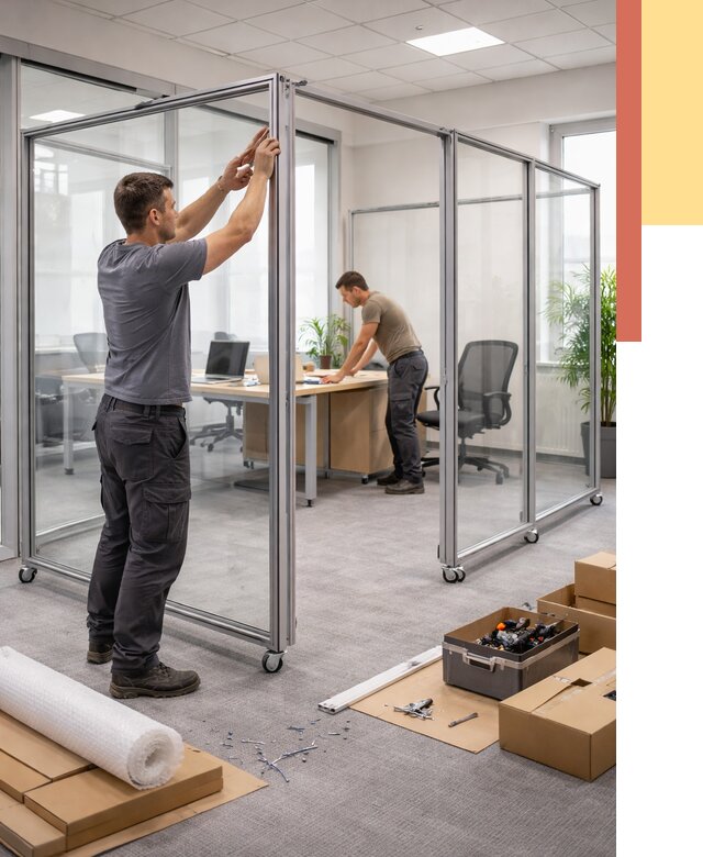 Мобильные офисные перегородки в Осинниках от 12814 руб. — установка под ключ | ОТДЕЛОЧНИК-Снн