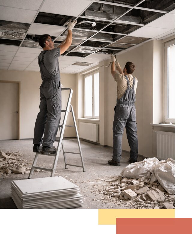 Демонтаж потолков Армстронг профессионально в Осинниках