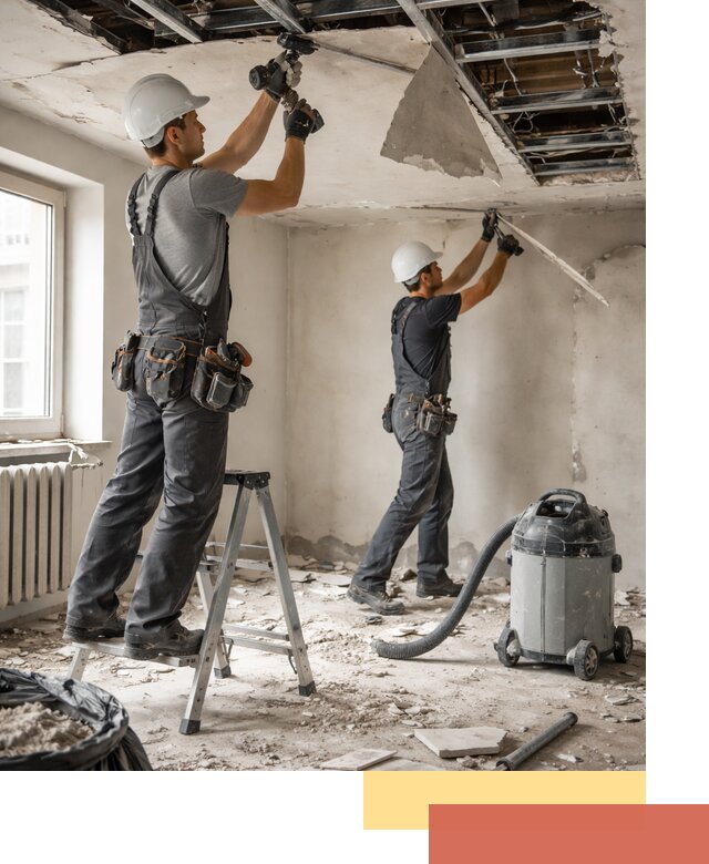 Демонтаж гипсокартонного потолка в Осинниках быстро и аккуратно