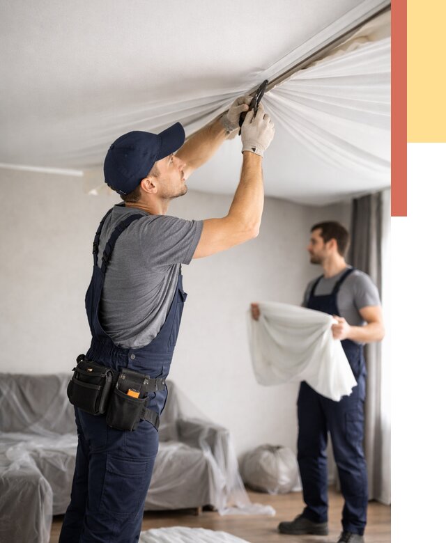 Демонтаж натяжного потолка в Осинниках от 4613 руб. — снятие и разбор под ключ | ОТДЕЛОЧНИК-Снн