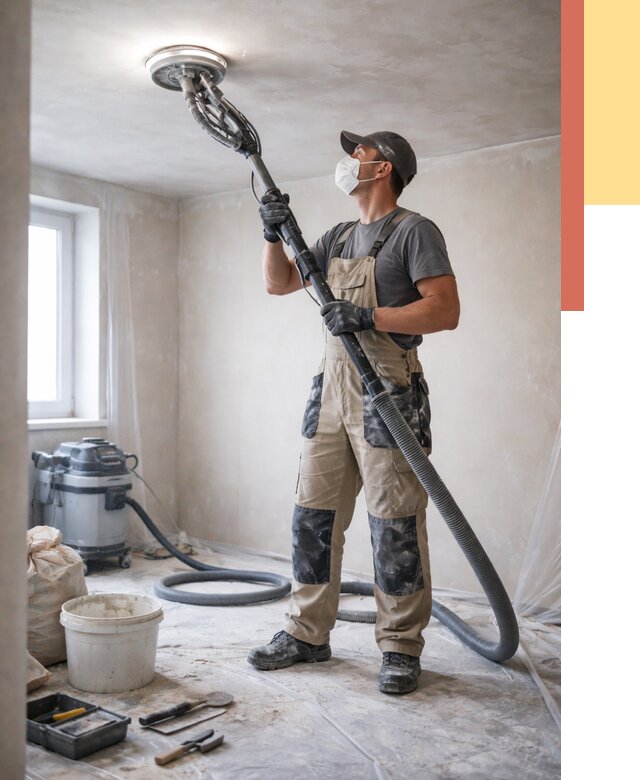 Шлифовка потолка в Осинниках от 3588 руб. — услуги шлифования потолка | ОТДЕЛОЧНИК-Снн