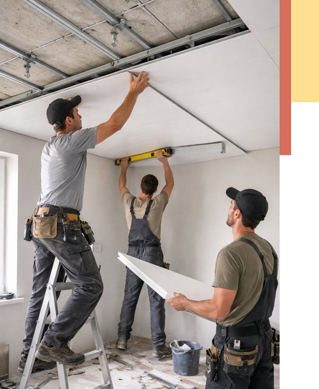 Монтаж потолка из ПВХ панелей в Осинниках от 3588 руб./м2 — быстро и недорого | ОТДЕЛОЧНИК-Снн