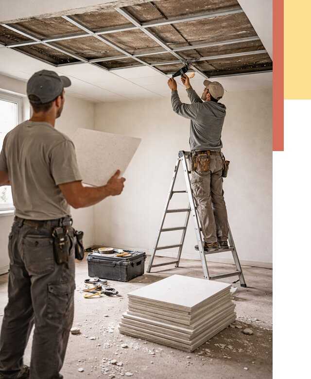 Замена плит подвесного потолка в Осинниках от 1794 руб. быстро и недорого | ОТДЕЛОЧНИК-Снн