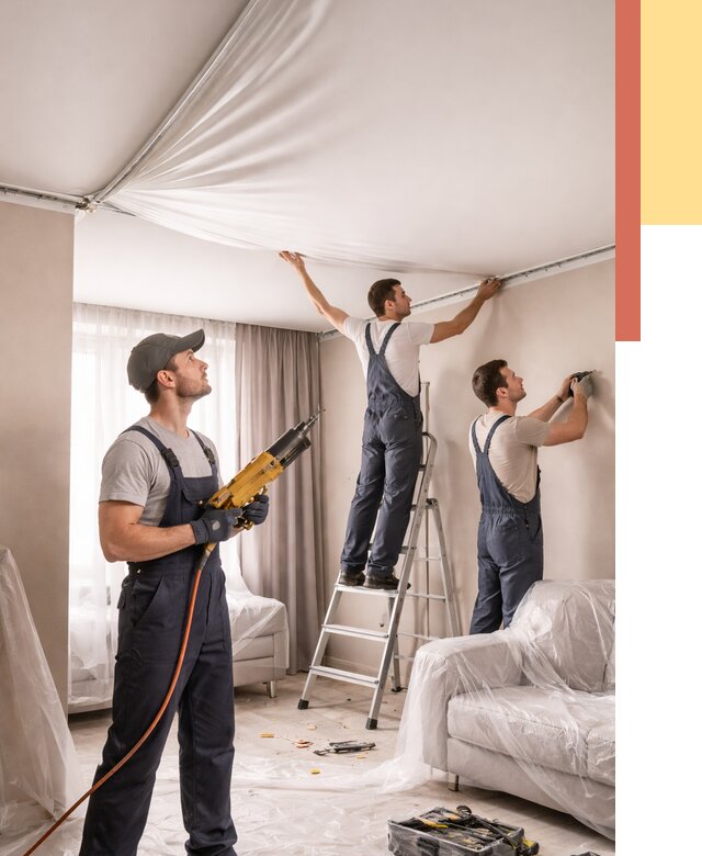 Установка натяжного потолка в Осинниках от 4613 руб. | Быстро и недорого — ОТДЕЛОЧНИК-Снн