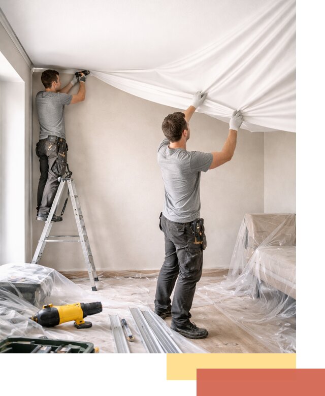 Монтаж тканевого натяжного потолка в Осинниках недорого и быстро