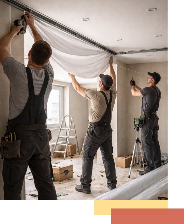 Монтаж парящего натяжного потолка под ключ в Осинниках